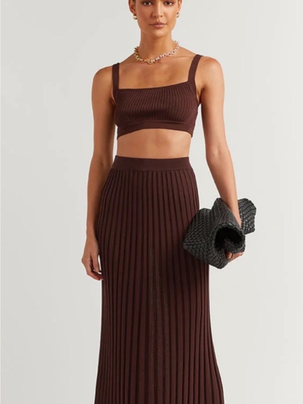 Dissh Knit Chocolate Brown Valli Ribbed Crop Top 12